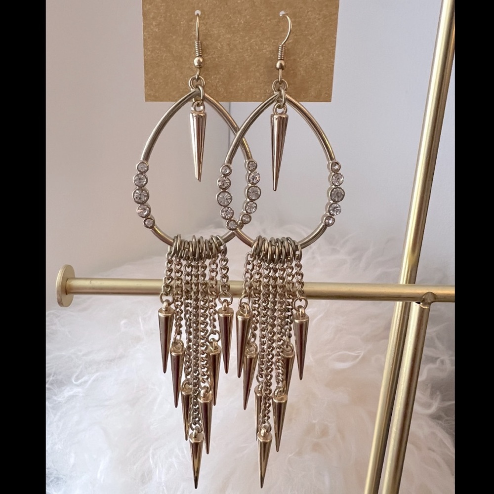 Costume Jewelry - goldtone long spike earrings